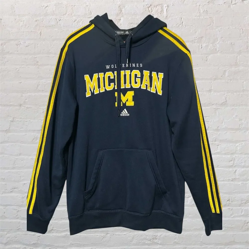 Michigan Wolverines Hoodie Adidas Men's Blue Maze Long Sleeve Sweatshirt‎ Medium